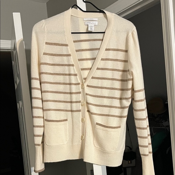Nordstrom Sweaters - Nordstrom 100% cashmere cream and brown cardigan